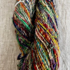 Sari sliver with wool yarn