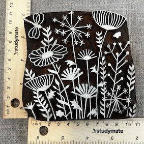 Wood block - Garden scene