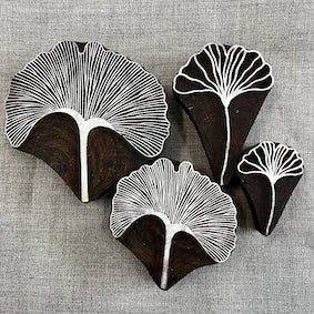 Wood block - Gingko leaf lines large